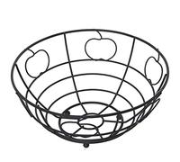 DRW Frutero Redondo con Manzanas de Metal Negro 24x12cm