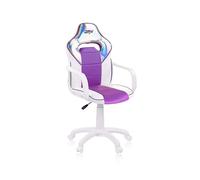 DRW Iris, Silla de Escritorio, Estudio o Despacho, Sillon Gaming, Acabado en Color Blanco, Lila e Iris, Medidas: 46,5 cm (Ancho) x 46 cm (Largo) x 98-109,5 cm (Alto)