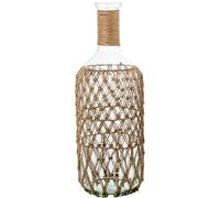 DRW Jarron Botella de Cristal con Cuerda en Transparente y Natural 19x19x54 cm