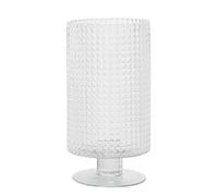 DRW Jarron de sobremesa con pie de Cristal con Relieve Transparente 11,5x11,5x25cm