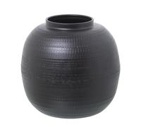 DRW Jarron de sobremesa de Aluminio Tallado en Negro 24x24x23cm