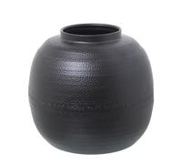 DRW Jarron de sobremesa de Aluminio Tallado en Negro 25x25x23cm