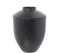 DRW Jarron de sobremesa de Aluminio Tallado en Negro 26x26x35cm