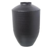 DRW Jarron de sobremesa de Aluminio Tallado en Negro 28x28x40cm