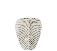 DRW Jarron de sobremesa de Metal Blanco y Dorado 33x26.5x7 cm