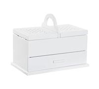 DRW Joyero costurero Grande Blanco de Madera con Dos Compartimentos y Cajon 30x17x24 cm