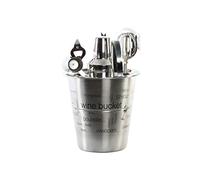 DRW Juego Instrumentos cóctel cubitera, coctelera, Pinzas Acero INOX 13x22 cm
