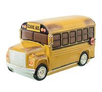 DRW Lampara de sobremesa bus escolar de poliresina amarillo 15x25x8 cm