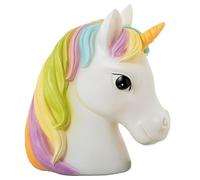 DRW Lampara de sobremesa Unicornio de poliresina Blanco, Negro y Verde 24x22x14 cm