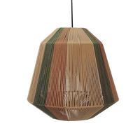 DRW Lampara de Techo de Cuerda y Metal en Natural, Marron y Verde 40x40x39 cm