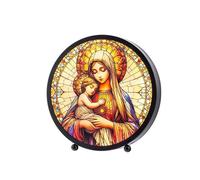 DRW Lamparilla de Cristal Tipo Mosaico de la Virgen con niño 19x10x19 cm