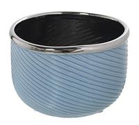 DRW Macetero Redondo de Ceramica en Azul y Cromado ø18x12 cm