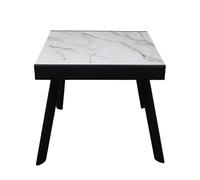 DRW Mesa Comedor Cuadrada Extensible de Metal y Piedra sinterizada en Negro y Blanco 75x160x80 cm