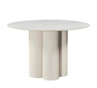 DRW Mesa de Comedor Redonda de Madera en Color Beige 76x120x120 cm
