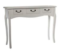DRW Mesa de Entrada con 3 cajones de Madera en Blanco Envejecido 105x33x80cm