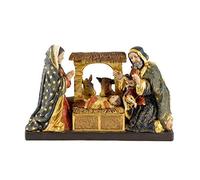 DRW Misterio 1 Pieza adorando al niño con Animales Estilo Barroco de Resina Pintado a Mano 27x6x17 cm