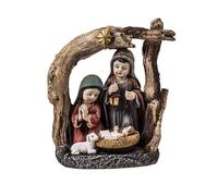DRW Misterio Infantil Nacimiento con Tronco como Portal con Estrella y Reyes de Resina Pintado a Mano 13x8x16 cm