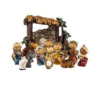 DRW Misterio Nacimiento Belen 11 Piezas Resina con Portal 7 cm Alto