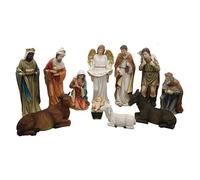 DRW Misterio Nacimiento de 11 Piezas Clasico con Reyes, Angel, Pastor y Animales de Resina Pintado a Mano 65 cm Alto