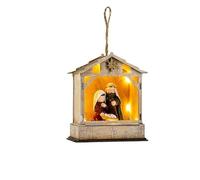 DRW Misterio Nacimiento en Farol como Portal de Madera para Colgar 14 cm