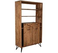 DRW Mueble de Entrada con 2 cajones y 2 Puertas de Madera y Patas de Metal en Natural y Negro 195x115x40 cm