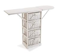 DRW Mueble planchador Blanco con cestos 85x30x110 cm