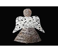 DRW - Muñeco de Rattan y metalcon Forma de ángel con 10 Luces de led 30 cm