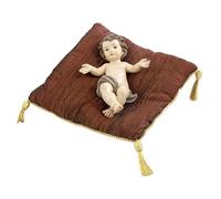 DRW Niño Jesus de Resina Pintado a Mano Tumbado en cojin 17x8x23 cm