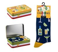 DRW Pack Regalo Calcetines Tequila Color Azul Talla Unica en Lata de Metal Talla Unica