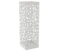 DRW Paraguero Cuadrado caladode Metal en Blanco 15,5x15,5x49cm