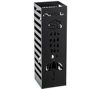 DRW Paraguero Cuadrado con Gotas de Lluvia de Metal Negro 49x15.5x14.5 cm