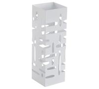 DRW Paraguero Cuadrado de Metal Calado Blanco 15,5x15,5x49 cm