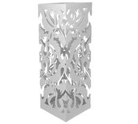 DRW Paraguero Cuadrado de Metal Calado en Blanco 15,5x15,5x49cm