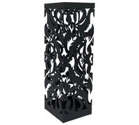 DRW Paraguero Cuadrado de Metal Calado en Negro 15,5x15,5x49cm