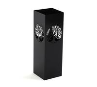 DRW Paraguero Cuadrado de Metal con arbol de la Vida Negro 15,5x15,5x49 cm