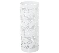 DRW Paraguero Redondo con Flores de Metal Blanco 49x19x19 cm