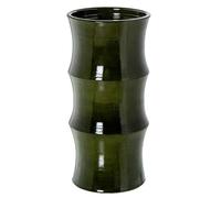 DRW Paraguero Redondo con Forma de Bambu de Ceramica en Verde Brillo 50x25x25 cm