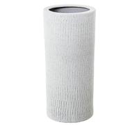 DRW Paraguero Redondo de Ceramica con Rayado Vertical en Beige Arena 50x25x25 cm