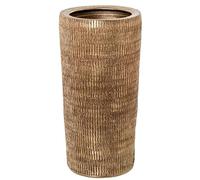 DRW Paraguero Redondo de Ceramica con Rayado Vertical en Dorado 50x25x25 cm