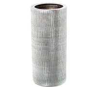 DRW Paraguero Redondo de Ceramica con Rayado Vertical en Plateado 50x25x25 cm