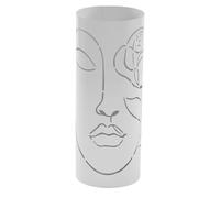 DRW Paraguero Redondo de Metal con un Rostro Blanco 19x19x49 cm