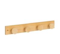 DRW Perchero de Pared con 4 pomos de Madera en Natural