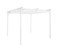 DRW Pergola con toldo de Poliester 300gsm Blanco abatible 82X75X125 cm
