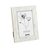 DRW Portafotos para Foto de 10x15 de Resina con Base de Madera Blanco Hueso 15x10x1.5 cm