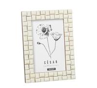 DRW Portafotos para Foto de 10x15cm de Resina con Base de Madera Blanco Hueso 15x10x1.5 cm