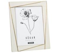 DRW Portafotos para Foto de 15x20 a Resina y Madera con Base a Madera Blanco Hueso y Natural 20x15x1.5 cm