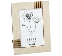 DRW Portafotos para Foto de 15x20 de Resina con Base de Madera Blanco Hueso y Marron 20x15x1.5 cm