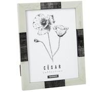 DRW Portafotos para Foto de 15x20 de Resina con Base de Madera Blanco Hueso y Negro 20x15x1.5 cm
