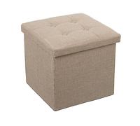 DRW Puf pegable con almacenaje en Poliester Beige 38x38x38 cm