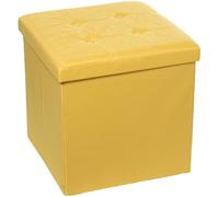DRW Puf Plegable con almacenaje de Poliester en Mostaza 45x45x45 cm